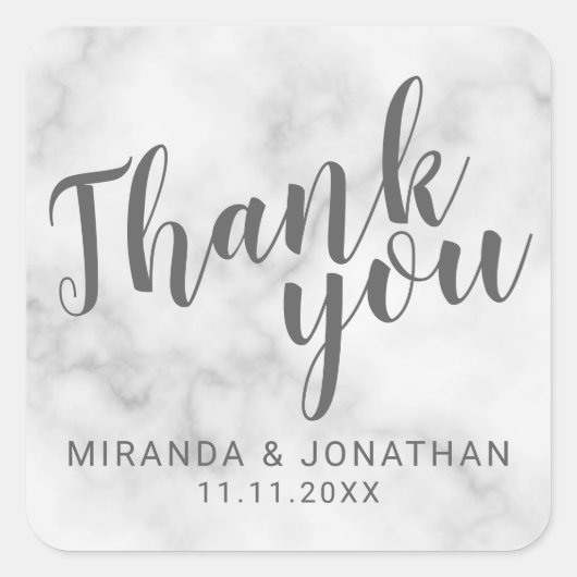 Classy Elegant Marble Gastgeschenk Hochzeit Vielen Quadratischer Aufkleber (Vorderseite)