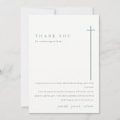 Classy Elegant Minimal Blaue Typografie Taufe Dankeskarte (Vorderseite)