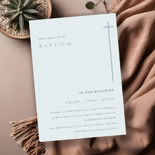Classy Elegant Minimal Blaue Typografie Taufe Einladung