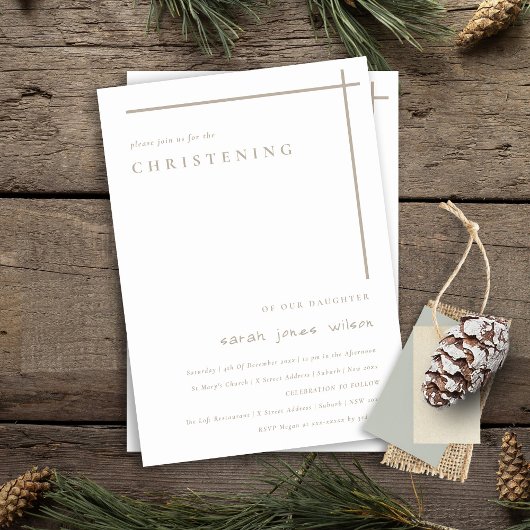 Classy Elegant Minimal Duky Typography Christening Einladung