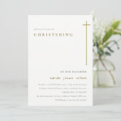 Classy Elegant Minimal Gold Typografie Christening Einladung (Stehend Vorderseite)