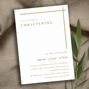Classy Elegant Minimal Gold Typografie Christening Einladung
