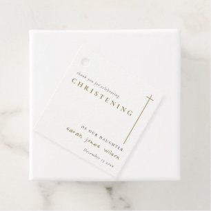 Classy Elegant Minimal Gold Typografie Christening Geschenkanhänger