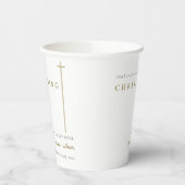 Classy Elegant Minimal Gold Typografie Christening Pappbecher (Links)