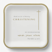 Classy Elegant Minimal Gold Typografie Christening Pappteller (Vorderseite)