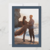 Classy Elegant Navy Blue Calligraphy Foto Back Save The Date (Rückseite)