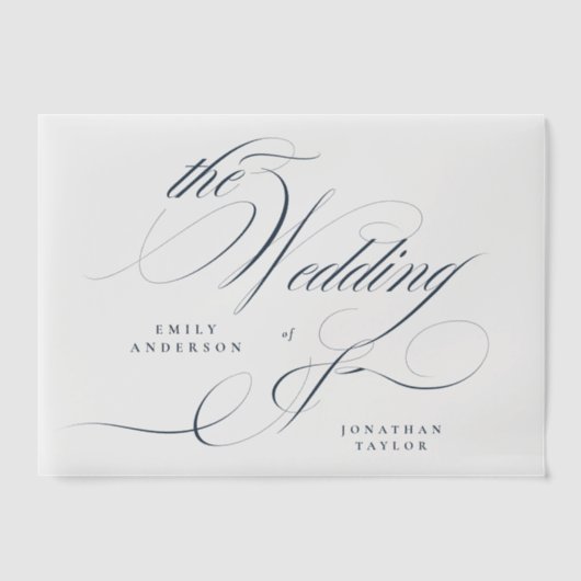 Classy Elegant Navy Blue Calligraphy Wedding Pergament Einladungen (Vorderseite)