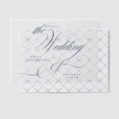 Classy Elegant Navy Blue Calligraphy Wedding Pergament Einladungen (Versetzt (Einladung))