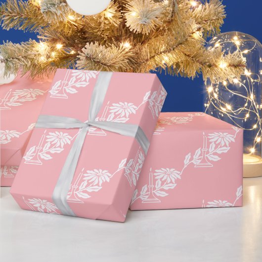 Classy Elegant Pink Weihnachtskerze Poinsettia Geschenkpapier (Feiertage)