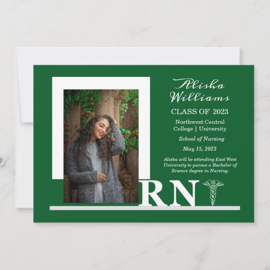 Classy Elegant RN Caduceus 1 Foto Dk Green Ankündigung (Vorderseite)