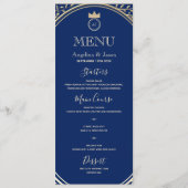 Classy Elegant Royal Blue and Gold Floral Wedding Menükarte (Vorderseite)
