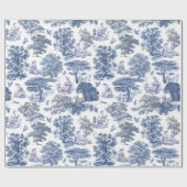 Classy Elegant Rustic Blue Country Toile Geschenkpapier (Flach)