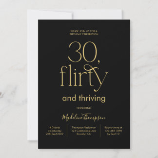 Classy Elegant Schlicht Black and Gold 30. Geburts Einladung