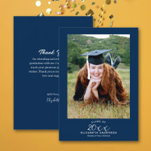 Classy Elegant Script Navy Blue Abschluss Foto