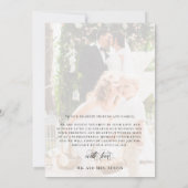 Classy Elegant Script Newlywed Foto Overlay Dankeskarte (Rückseite)