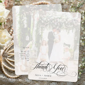 Classy Elegant Script Newlywed Foto Overlay Dankeskarte