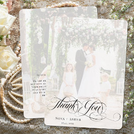 Classy Elegant Script Newlywed Foto Overlay Dankeskarte