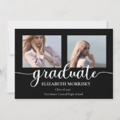 Classy Elegant Script Text Graduate 3 Photo Ankündigung (Vorderseite)