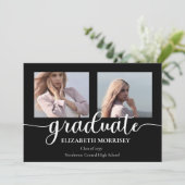 Classy Elegant Script Text Graduate 3 Photo Ankündigung (Stehend Vorderseite)