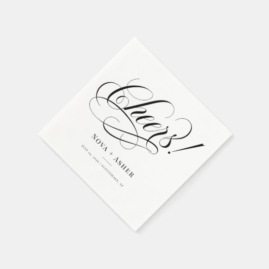 Classy Elegant Simple Cheers Personalisiert Hochze Serviette (Ecke)