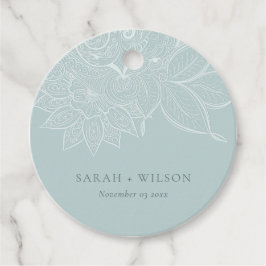 Classy Elegant Verziert Paisley Dusky Blue Wedding Geschenkanhänger