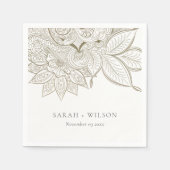 Classy Elegant Verziert Paisley Ivory Gold Wedding Serviette (Vorderseite)