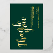 Classy Elegant Wedding Vielen Dank Emerald und Gol Folieneinladung (Vorderseite)