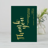 Classy Elegant Wedding Vielen Dank Emerald und Gol Folieneinladung (Stehend vorne)