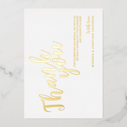 Classy Elegant Wedding Vielen Dank Folieneinladung (Vorderseite)