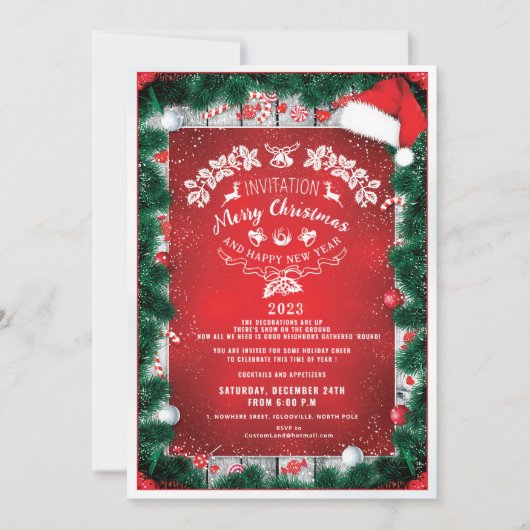 Classy Elegant Weihnachten Einladung (Vorderseite)