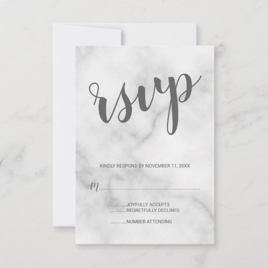 Classy Elegant White Marble Wedding RSVP (Vorderseite)