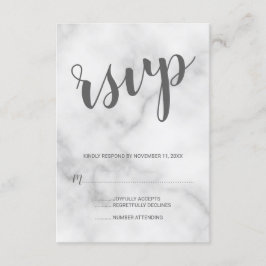Classy Elegant White Marble Wedding RSVP Karte