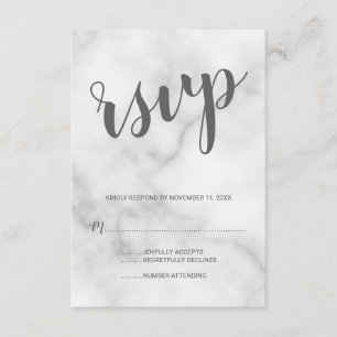 Classy Elegant White Marble Wedding RSVP Karte