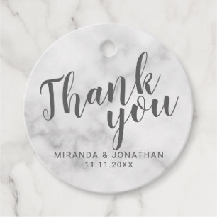 Classy Elegant White Marble Wedding Vielen Dank Geschenkanhänger
