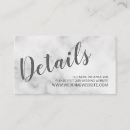 Classy Elegant White Marble Wedding Website Card Begleitkarte