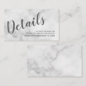 Classy Elegant White Marble Wedding Website Card Begleitkarte (Vorne/Hinten)