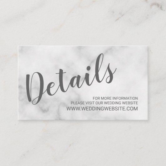 Classy Elegant White Marble Wedding Website Card Begleitkarte (Vorderseite)