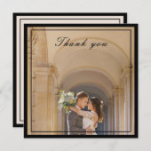 Classy & Elegante Black & Cream Ivory Wedding Foto Dankeskarte (Vorne/Hinten)