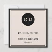 Classy & Elegante Black & Cream Ivory Wedding Foto Dankeskarte (Rückseite)