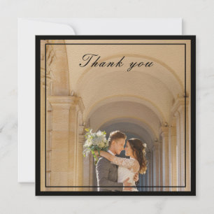 Classy & Elegante Black & Cream Ivory Wedding Foto Dankeskarte