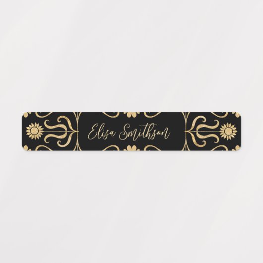 Classy Elegante Feminine Rose Goldenes Schwarzes M Etiketten (Design 2)