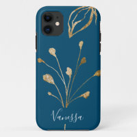 Classy Elegante Gold Blume Individuelle Name