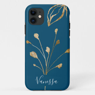 Classy Elegante Gold Blume Individuelle Name Case-Mate iPhone Hülle