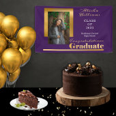 Classy Elegante Gold Text Graduate Foto Lila Banner
