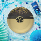 Classy Elegantes irisches Kleeblatt, Imitate Gold Pappteller (Party)