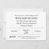 Classy Elegantes Schwarz/Weiß Foto Geburtstag Einl Einladung (Rückseite)