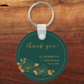 Classy Emerald Green Gold Floral Wedding Vielen Da Schlüsselanhänger (Vorderseite)