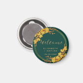 Classy Emerald Green Gold Floral Wedding Willkomme Magnet (Vorderseite/Rückseite)