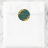 Classy Emerald Green Gold Floral Wedding Willkomme Runder Aufkleber (Tasche)