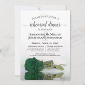 Classy Emerald Green Rose Hochzeit Probe Dinner Einladung (Vorderseite)
